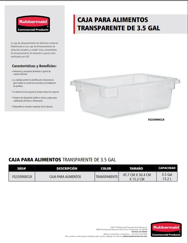 FG330900CLR Caja para alimentos