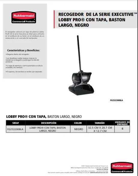 FG253200BLA Recogedor Lobby Pro®