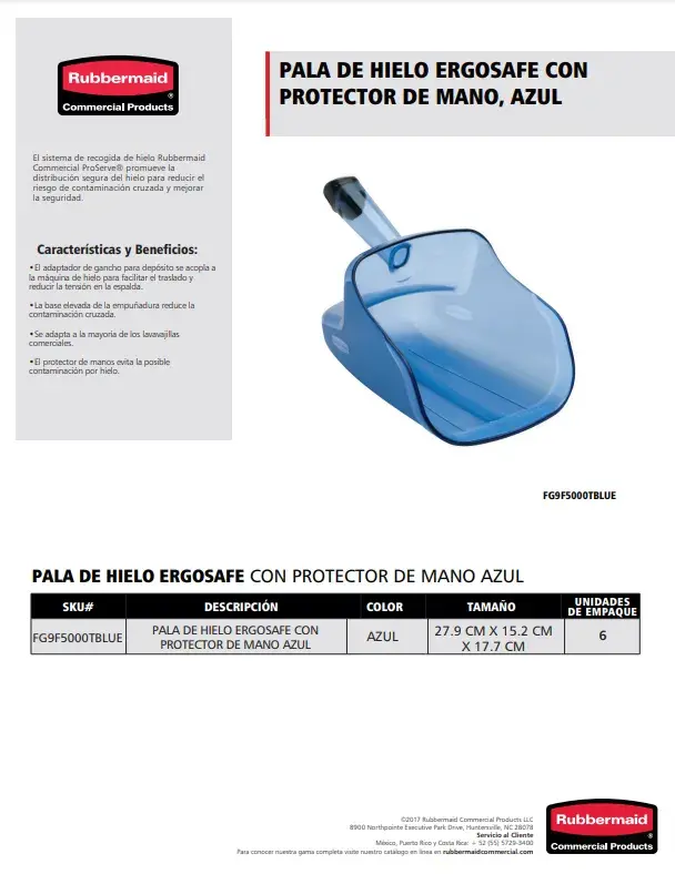 FG9F5000TBLUE Pala de hielo con protector de mano