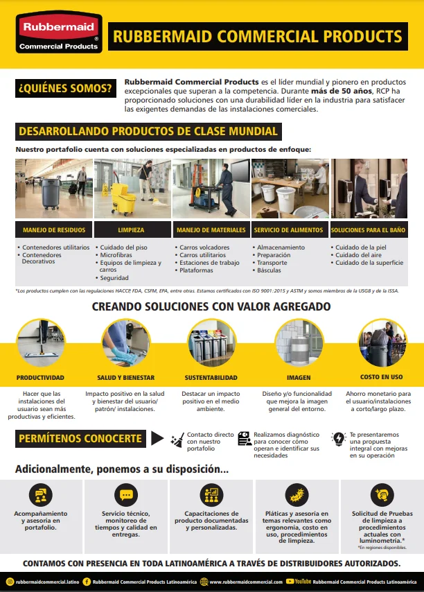 Carta de Presentación Rubbermaid Commercial Products