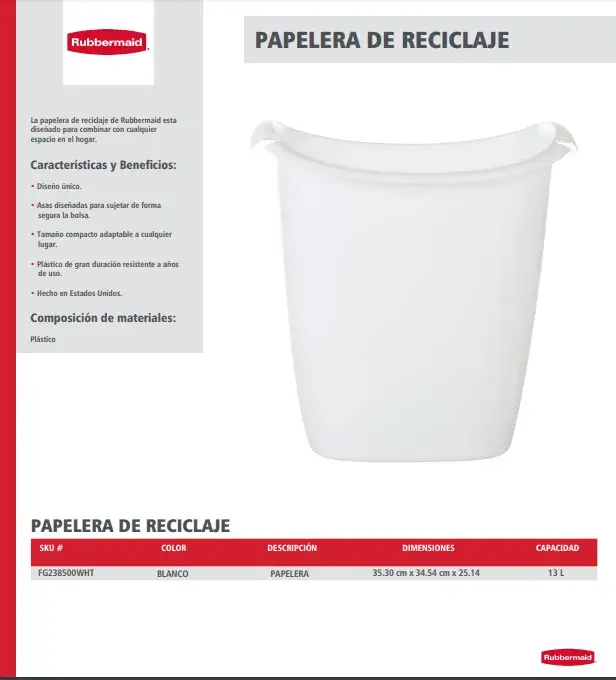 FG238500WHT Papelera de reciclaje