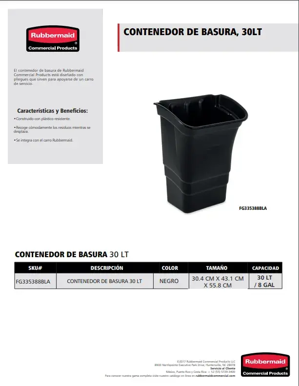 FG335388BLA Contenedor de basura 30 LT