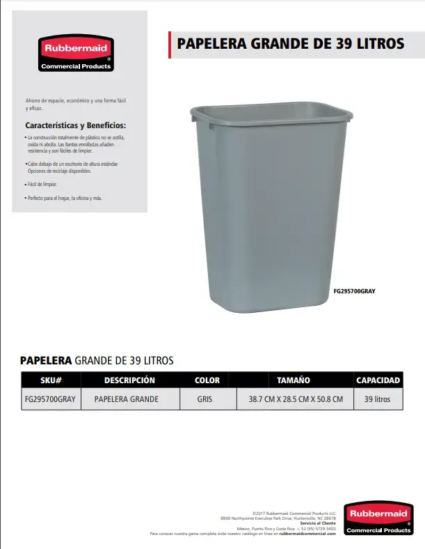 FG295700GRAY Papelera grande