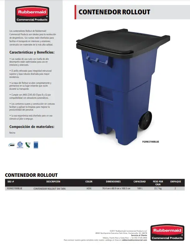 FG9W2700BLUE Contenedor Rollout