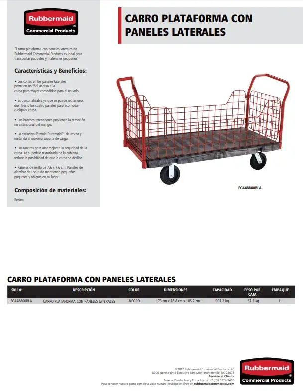 FG448800BLA Carro plataforma con paneles laterales