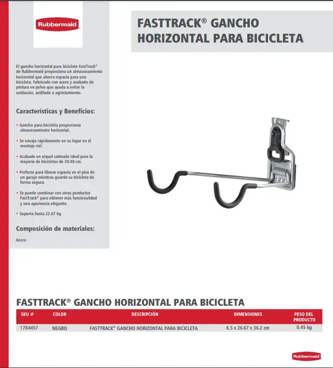 1784457 Gancho horizontal para bicicleta FastTrack