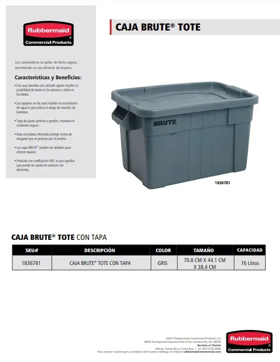 Caja de reciclaje Rubbermaid 18 Gal