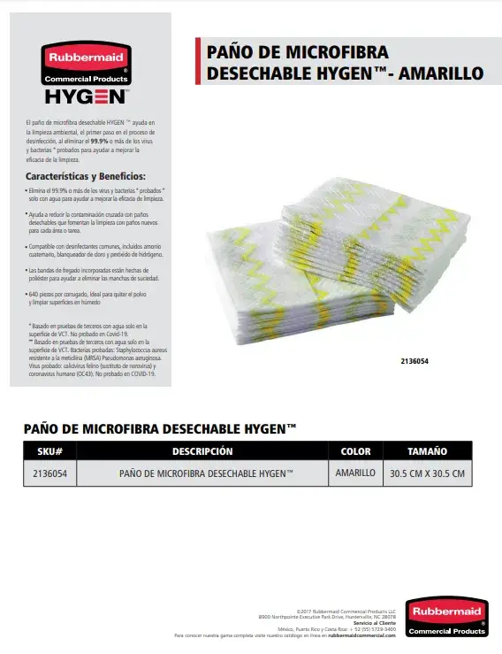 2136054 Paño de microfibra desechable HYGEN