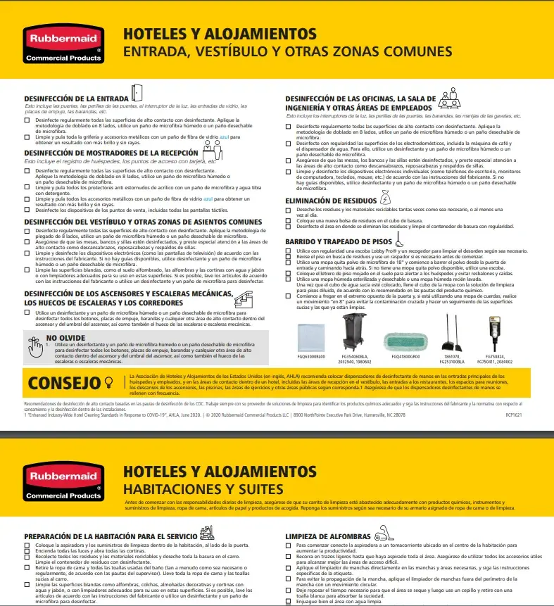 Guía de control de limpieza en Hotelería