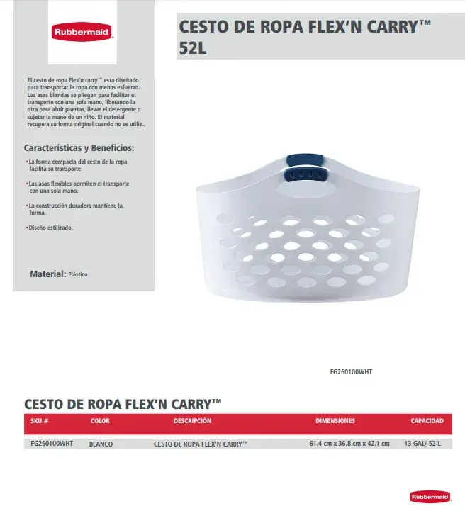 FG260100WHT Cesto de ropa Flex'n Carry