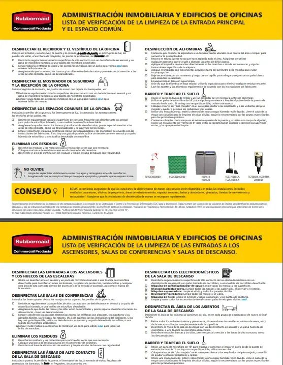 Lista de control de limpieza en edificios de oficinas