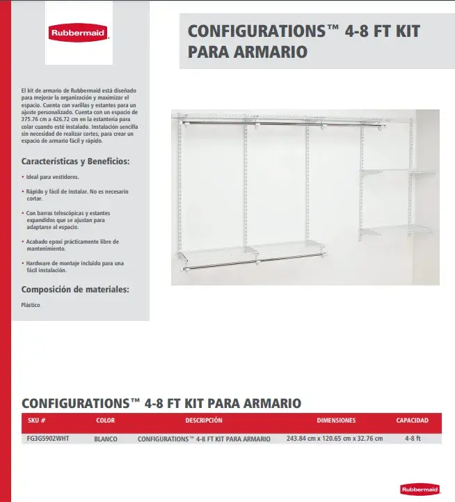 FG3G5902WHT Configurations 48 ft Kit para armario