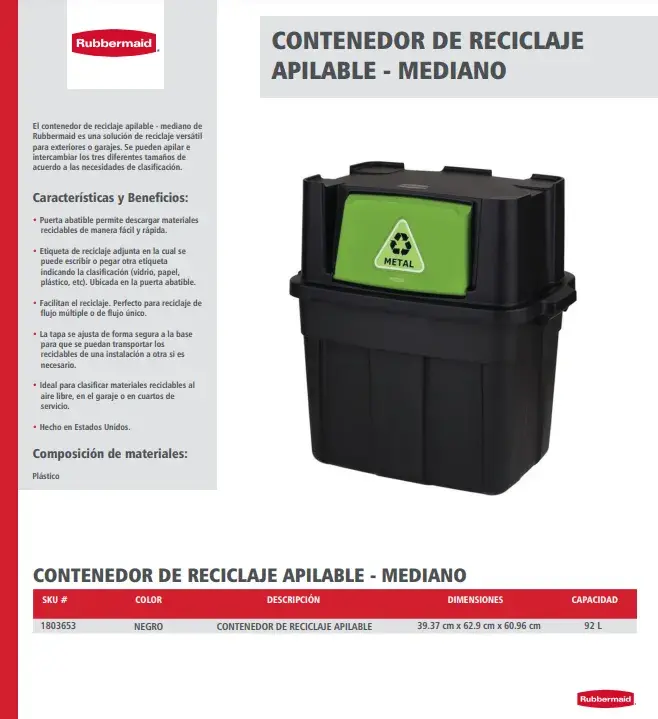 1803653 Contenedor de reciclaje apilable mediano