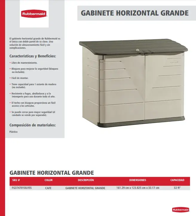 FG374701OLVSS Gabinete horizontal grande