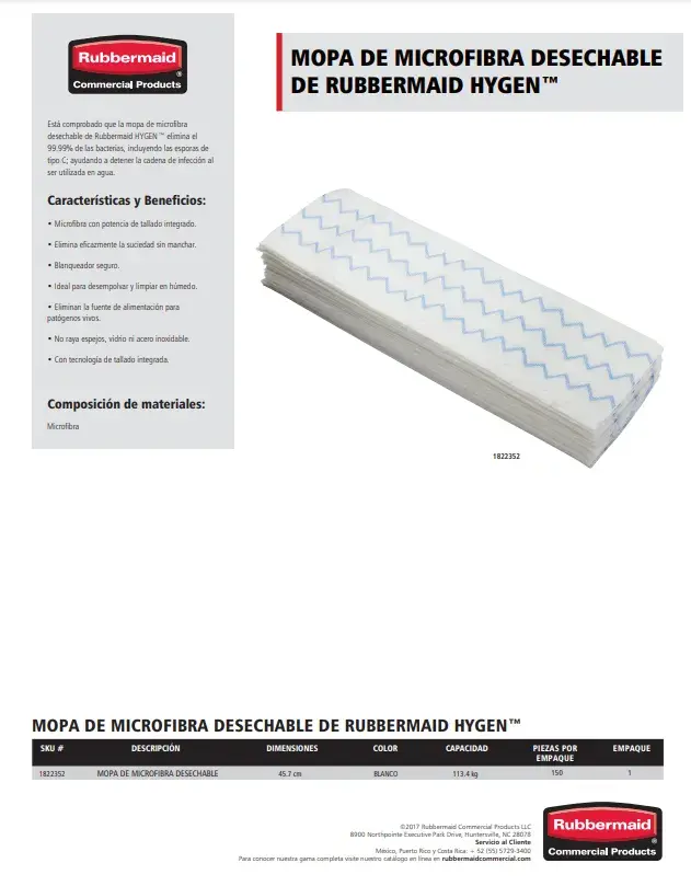 1822352 Mopa de microfibra desechable