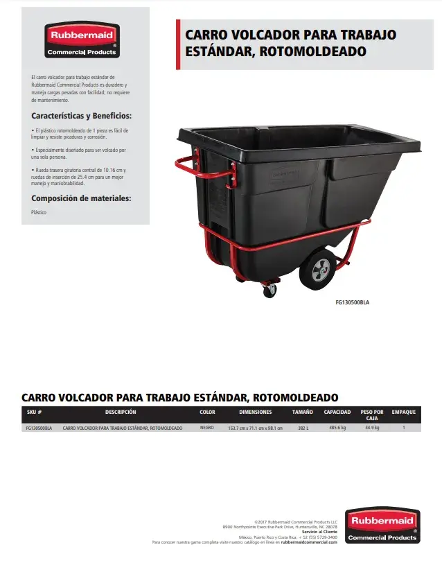 FG130500BLA Carro volcador para trabajo estándar