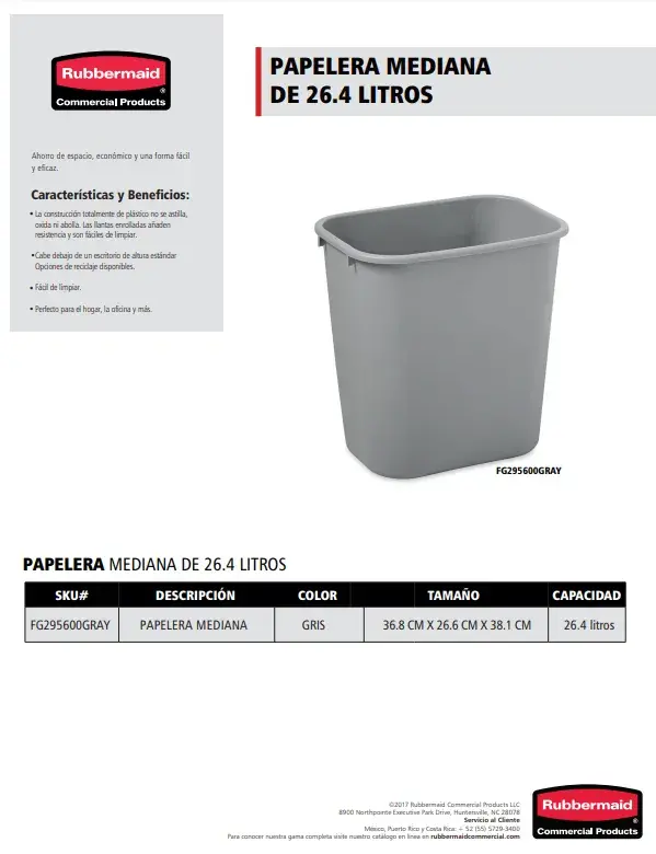 FG295600GRAY Papelera mediana