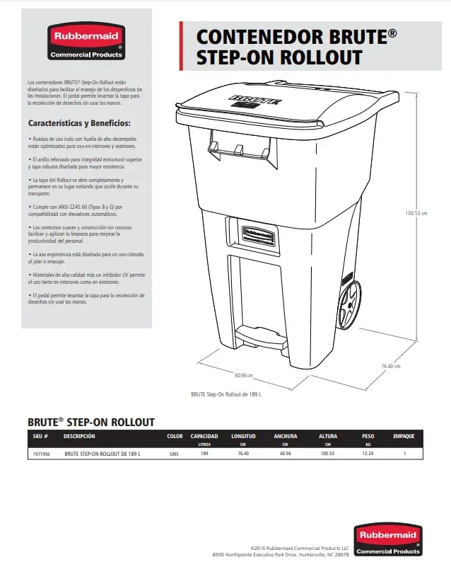 1971956 Contenedor Brute® Step On Rollout