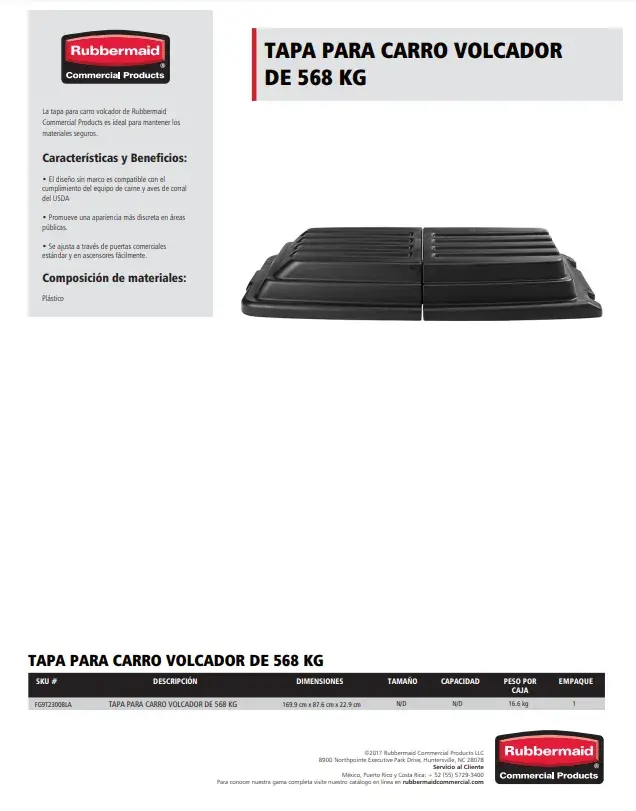 FG9T2300BLA Tapa para carro volcador