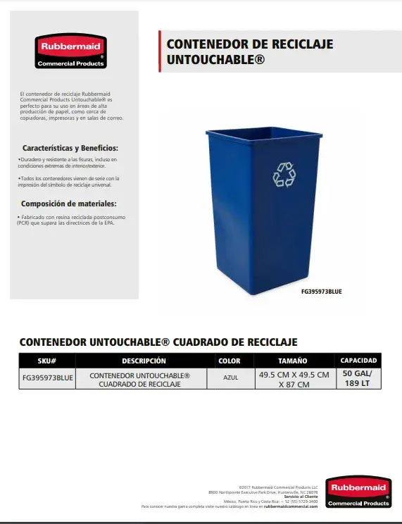 FG395973BLUE Contenedor de reciclaje Untouchable®