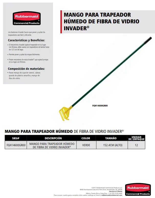 FGH14600GR00 Mango para trapeador húmedo Invader®