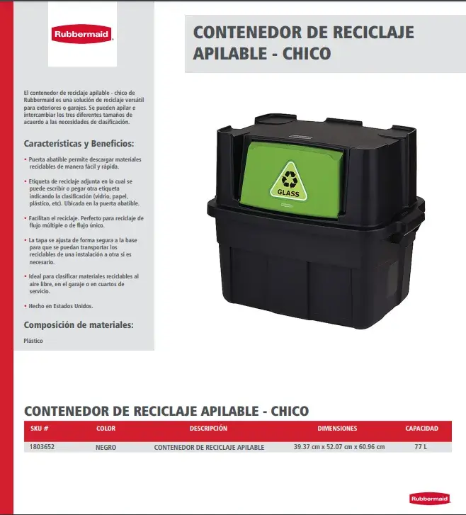 1803652 Contenedor de reciclaje apilable chico