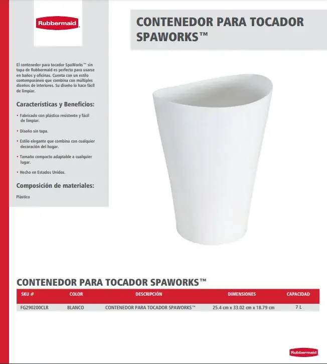 FG290200CLR Contenedor para tocador SpaWorks