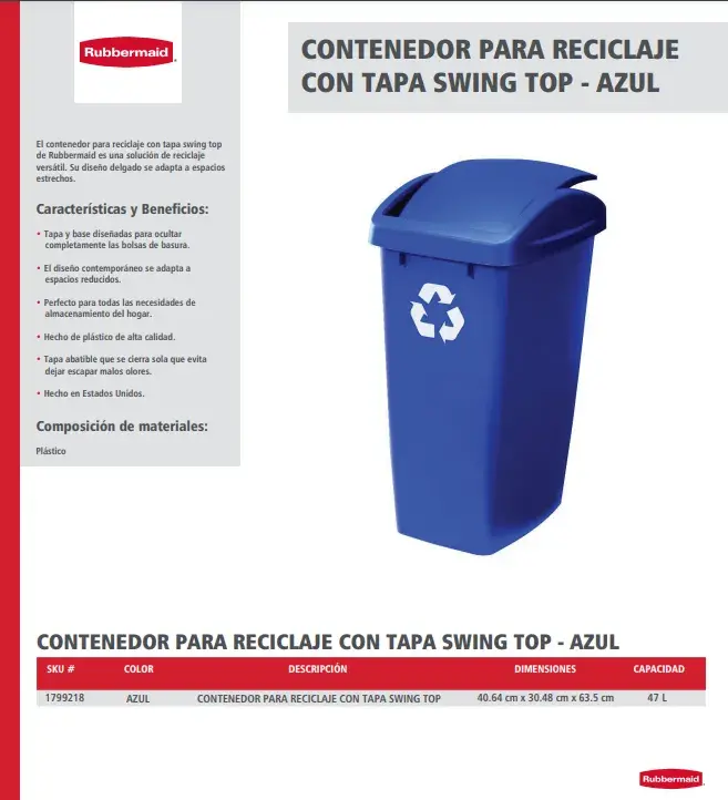 1799218 Contenedor para reciclaje con tapa swing top