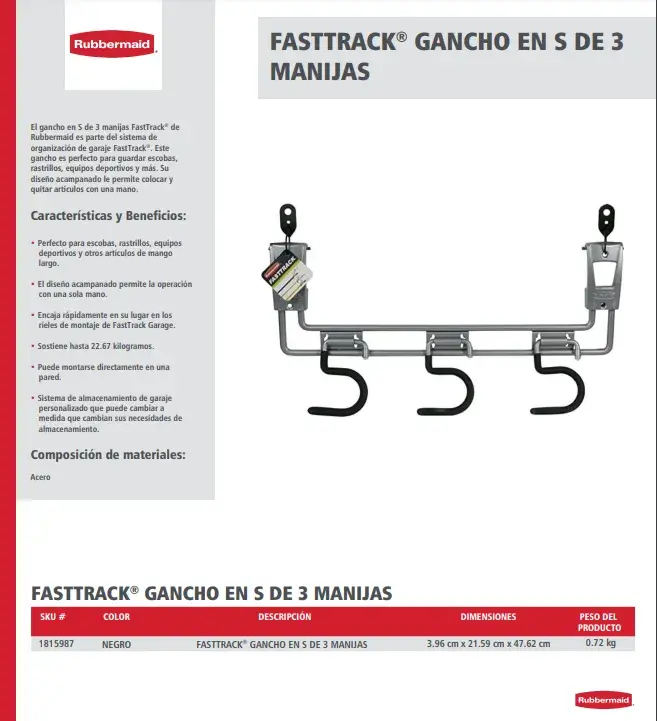 1815987 Gancho en S de 3 manijas FastTrack