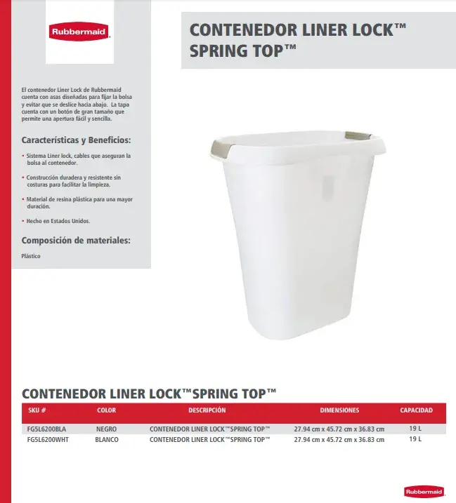 FG5L6100(BLA WHT) Contenedor Liner Lock Spring Top