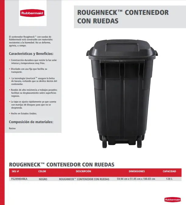 FG289804BLA Roughneck contenedor con ruedas