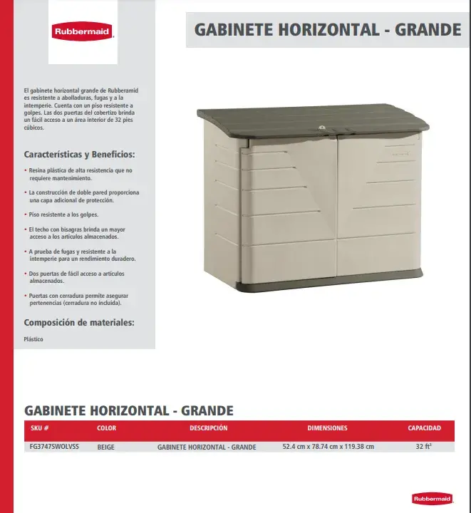 FG3747SWOLVSS Gabinete horizontal grande