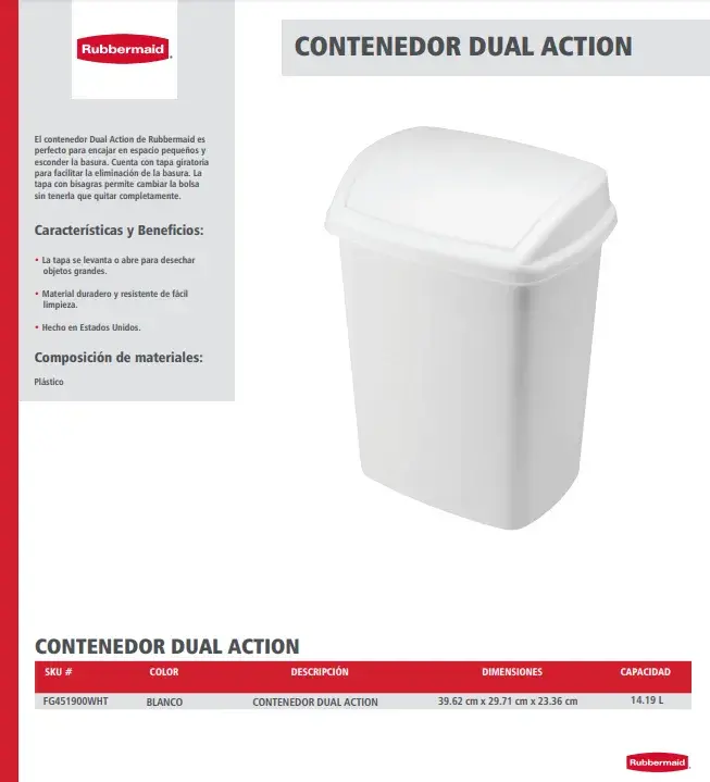 FG451900WHT Contenedor Dual Action