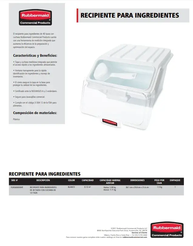 FG9G6000WHT Recipiente para ingredientes